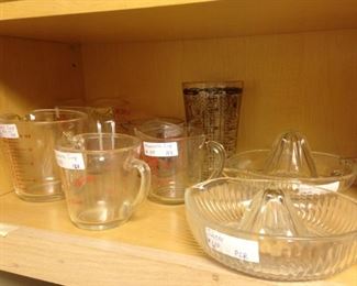 Measuring cups; vintage juicers