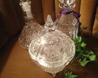 Decanters and lidded candy dish