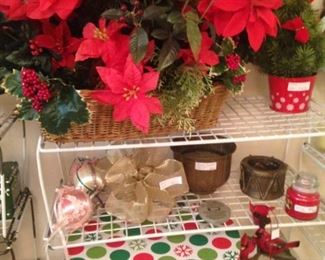 Poinsettias; colorful gift box