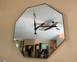 Mid Century Style Mirror Clock and Wall Hanging