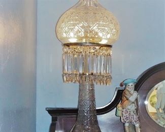 American Brilliant cutglass lamp.
