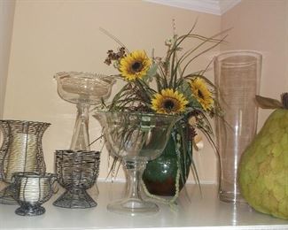 Large compote, pedestal bowl, and vase