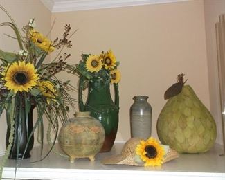Pottery and sunflower collection