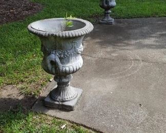 Pair of large concrete urns