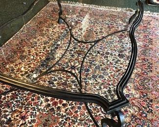 Large metal glass coffee table