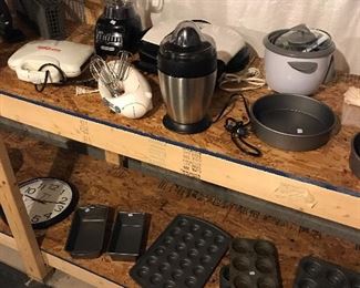 Variety of kitchen gadgets and muffin pans