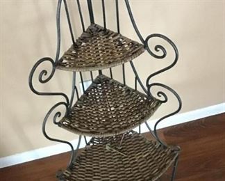 wicker and iron stand