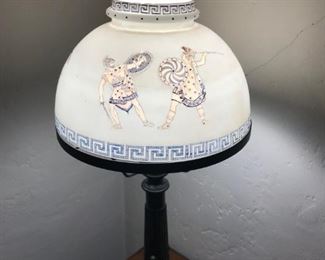 Interesting antique lamp with roman scene shade