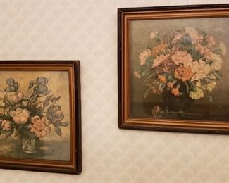 FRAMED VINTAGE FLORAL ART
