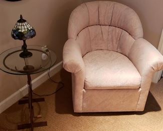 SWIVEL/ROCKER PASTEL ROSE/BLUE FABRIC 