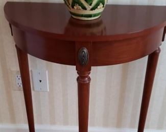 HALF MOON ENTRY TABLE W/BRASS ACCENTS