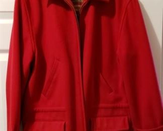 WOMEN'S RED WOOL JACKET W/PLAID LINING BY RALPH LAUREN