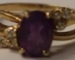 14KT Gold diamond & amethyst ring