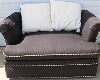 Black & white upholstered loveseat