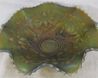 Wishbone carnival glass bowl