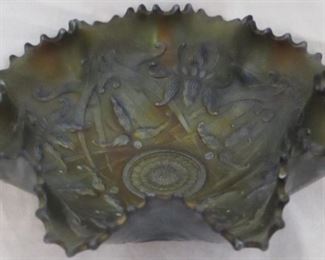 Wishbone carnival glass bowl