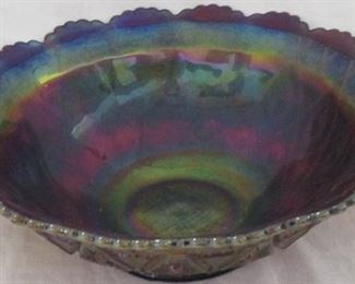 Hobstar carnival glass bowl