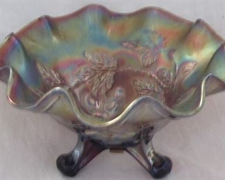Cherry by Dugan footed carnival bowl