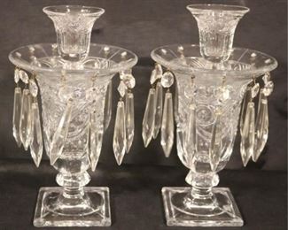 Heisey Ipswich pair candle lustres