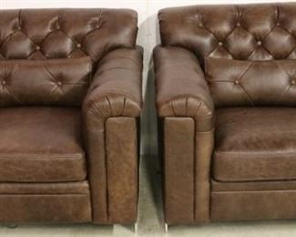 
Lazzaro leather Chesterfield arm chairs