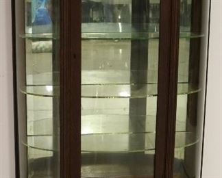 Original finish oak curved glass cabinet