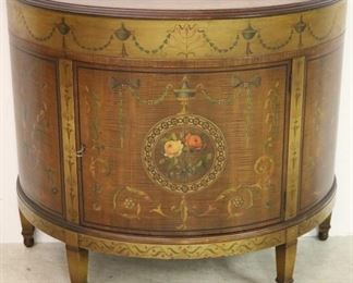 Beautifully painted demilune commode