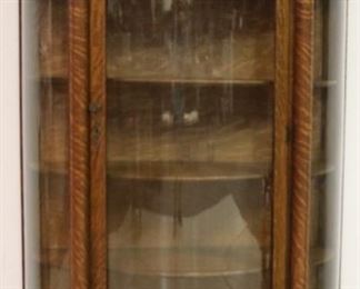 Tiger oak curved glass china cabinet