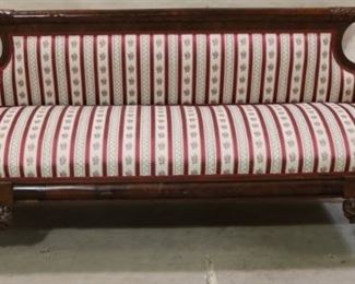 Federal carved paw foot sofa