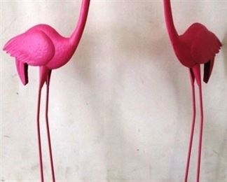 Metal flamingos