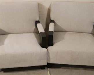 Pair Lazzaro upholstered arm chairs