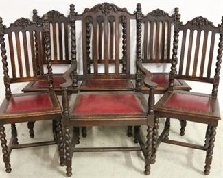Set of barley twist English oak chairs