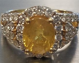 18KT Yellow gold Ladies Sapphire & Dia ring