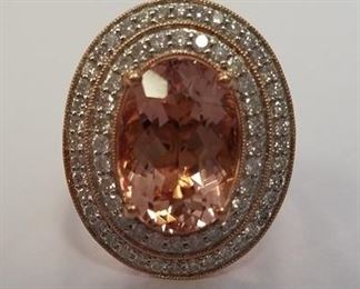 14KT rose gold cast Morganite & diamond ring Appraisal at $6,650