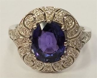 18KT White gold Sapphire and diamond ring Appraisal at $7,280