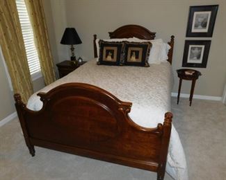 Lexington Sampler queen bed, nice barely used mattress set. $850. Side tables were sold previously.