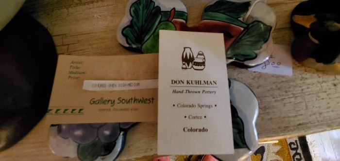 tags from handmade Colorado potter Don Kuhlman