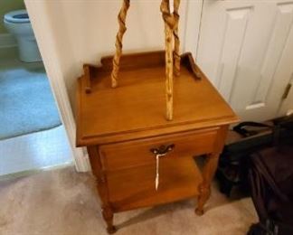 small end table and carved wood table stand