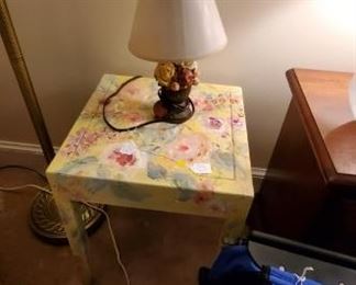 painted side table with floral decoration
