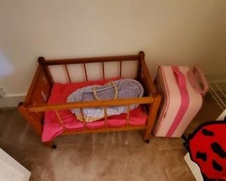 doll cradle bed and luggage