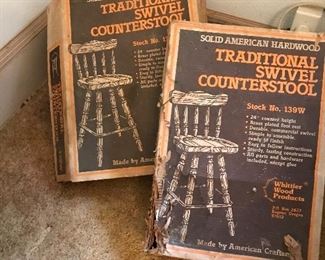 Look to be new in box...vintage wood bar/counter stools