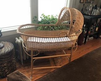 Wicker 2 piece Bassinet, c. 1970.