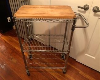 Crate and Barrel Kitchen Cart with Butcher Block.