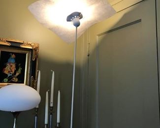 "Area" Floor Lamp by Bellini for Artemide. c. 1970's. Excellent condition with paper shade, flexible head, on/off floor switch.