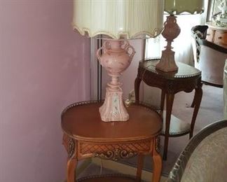 One of A Pair of Tables & Lamps