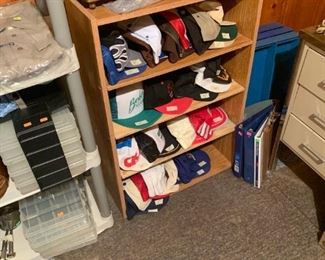 book shelf and cap collection