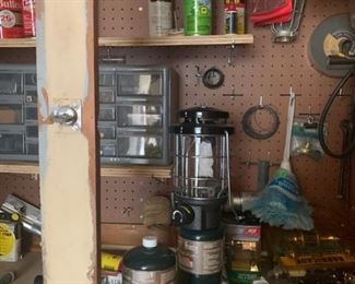 Coleman Lantern w/ propane bottle, misc. items
