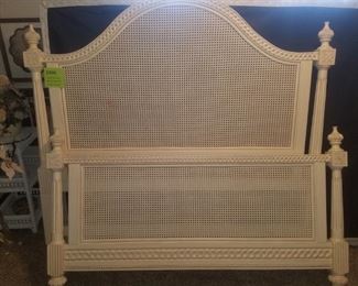 Queen-size bed frame with practically new Bassett mattress and box springs