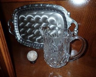 SILVER TRAY SM CRYSTAL PITCHER
