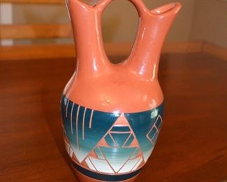 Native American Sioux Pottery wedding vase made by Lakota artist