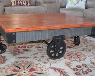 Rustic modern coffee table with with interchangeable top